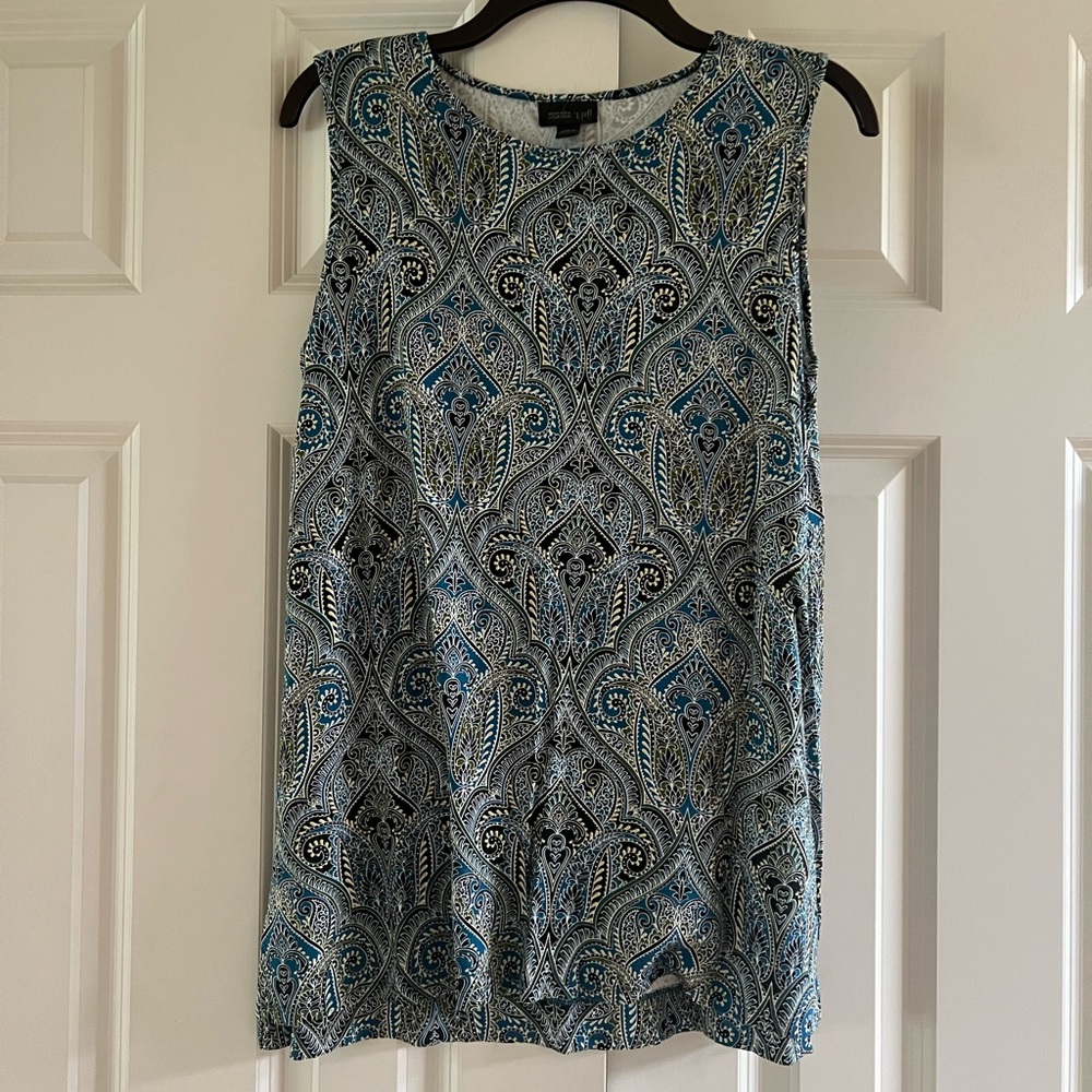 J. Jill Women’s Blue and Green Sleeveless Top Size Small